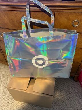 Target Iridescent Holographic Tote Bag - Silver Shine